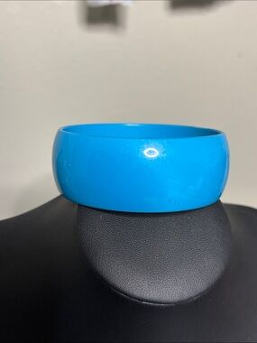 Vintage Germany Bright Blue Resin Bangle Bracelet Statement